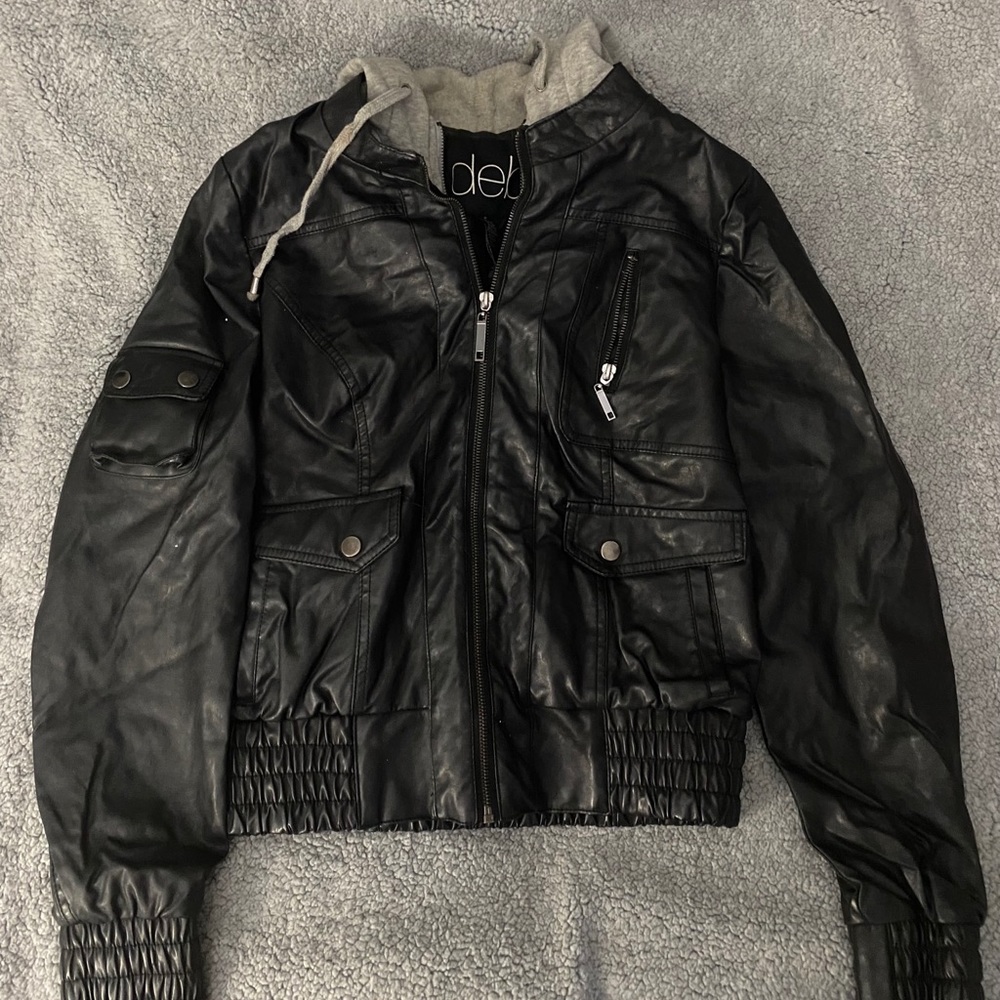 Women’s Leather Jacket with hoodie